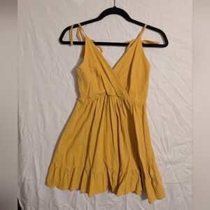 ROMWE Yellow Wrap Tiered Sundress